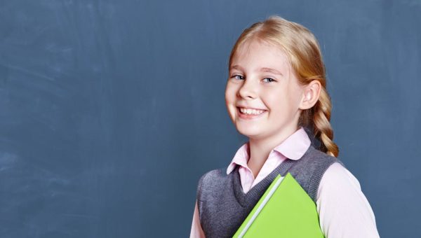 School girl smiling