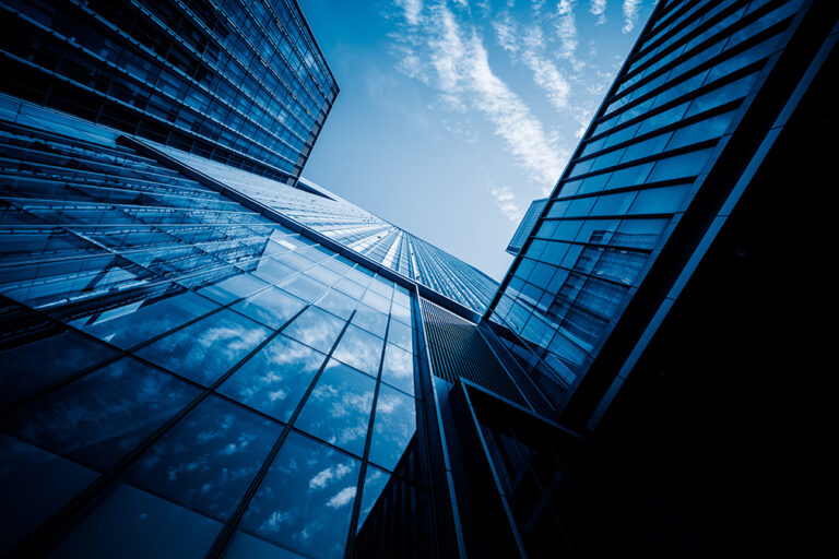 low angle view of skyscrapers in city